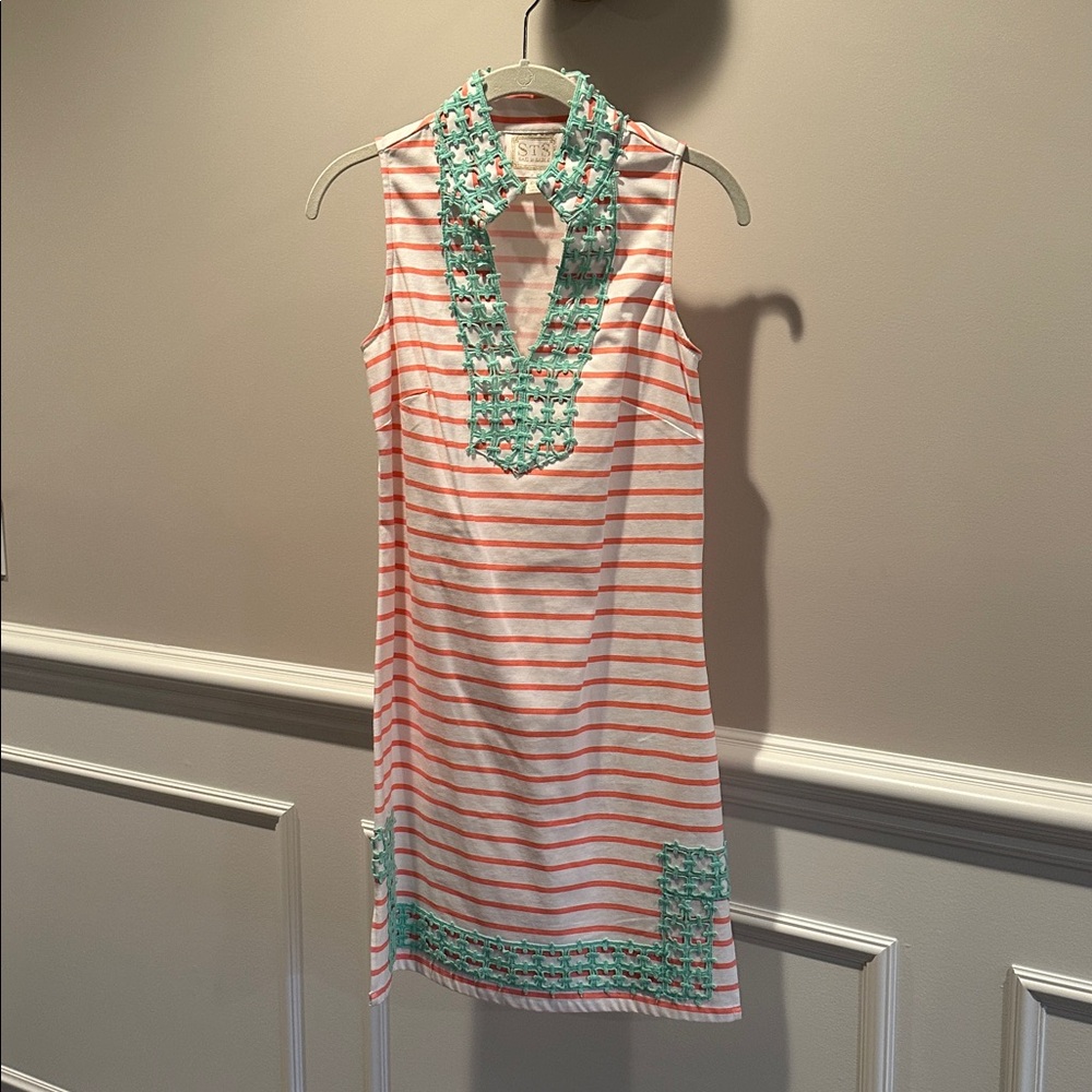 Striped Sleeveless Dress with Crochet Details